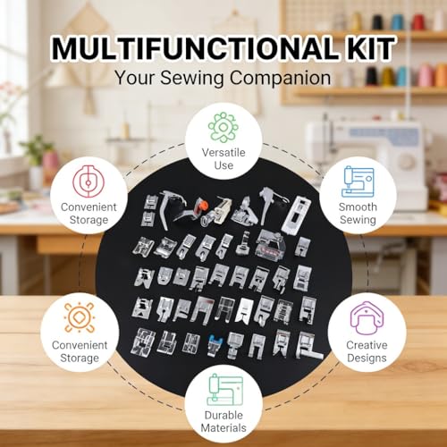 42 piezas kit de pies para máquina de coser multifunción miniatura 5