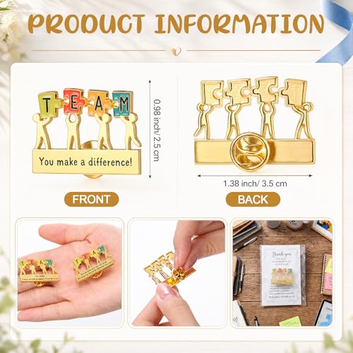 Image of 20 Pack Employee Appreciation Gift Bulk, TEAM Pin, Assorted Styles | Puzzle Piece Enamel Pins, with Inspirational Cards, Recognition Motivation Gifts for Employees Volunteers Coworker Staff
