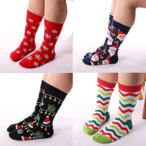 CHIC DIARY 8 Pairs Christmas Socks for Women Holiday X-Mas Socks Gift Funny Cozy Crew Socks Cotton Warm Novelty Winter Socks
