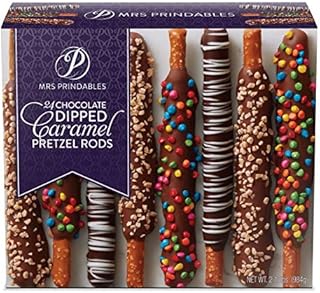 Mrs. Prindables 24 Chocolate Dipped Caramel Pretzel Rods 2.11 lbs (2020 edition)