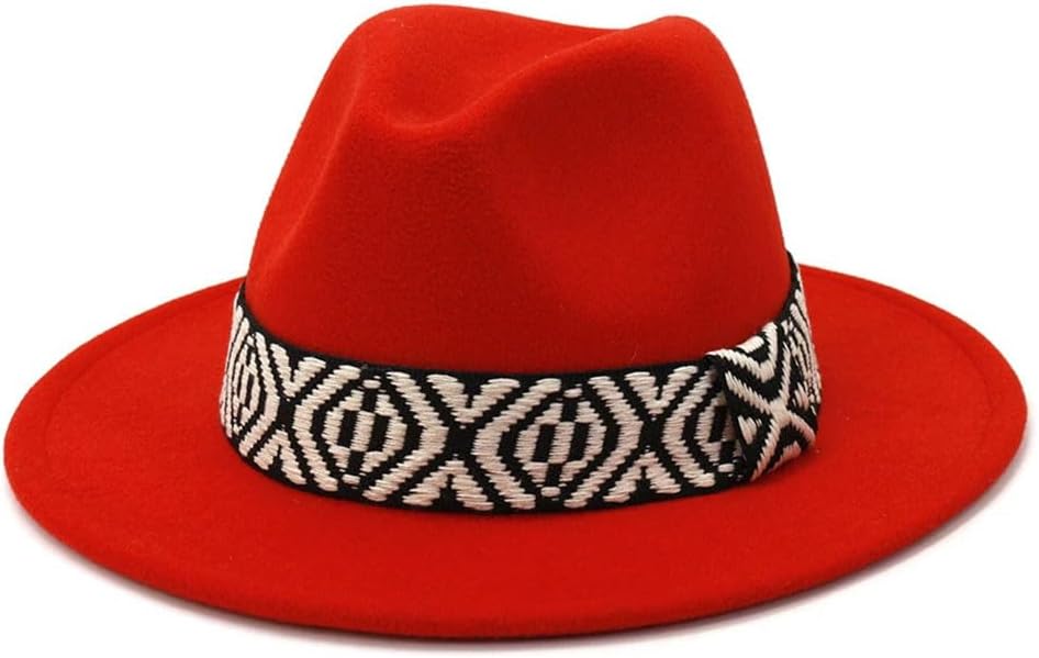 Women Fedoras Indy Hat Vintage Jazz Hat Woolen Panama Cap Outdoor Female Trilby Hat