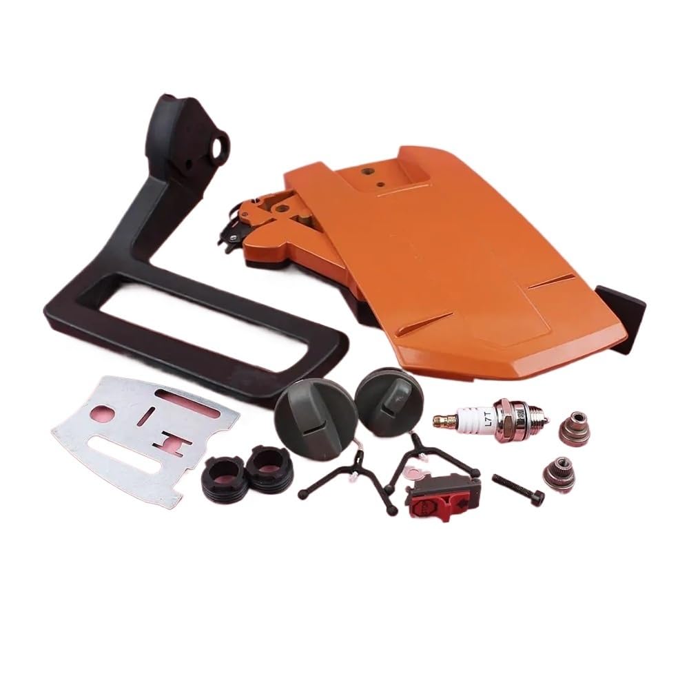 Adecuado for motosierra HuS 266, 268, 272, 61 y 66. Kit de placa de palanca de cubierta de embrague lateral de freno con tapa de aceite, engranaje helicoidal 5037366-01.