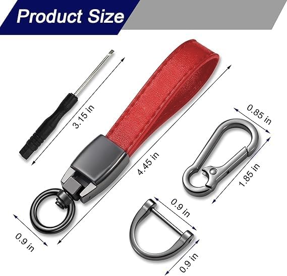 Leather Car Keychain, for XC90 XC60 XC40 S90 S60 Series Car Key Chain Ring Accessories for Men and Woman Red - Image 4