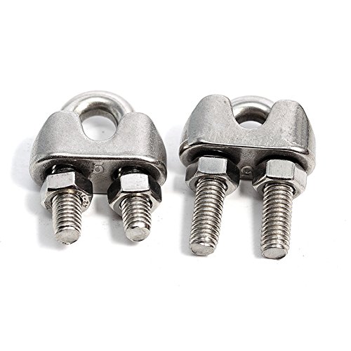 Image of 6 Pieces M5 Stainless Steel Wire Rope Cable Clip Clamp 3 /16 inch Wire Rope Cable Clip