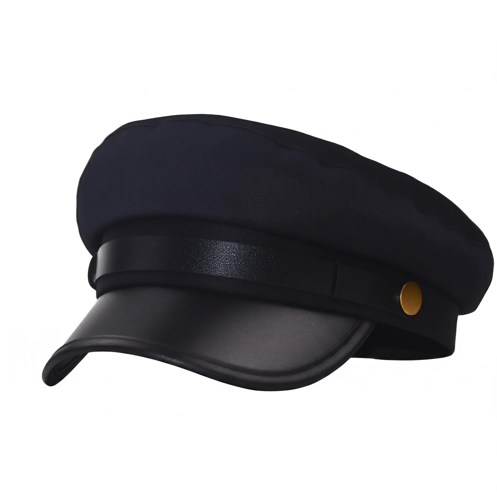 Nereds Chauffeur Hat Retro Flat Top Cap Classic Vintage Newsboy Cap Chauffeur Fancy Dress Festival Costume Accessory Black