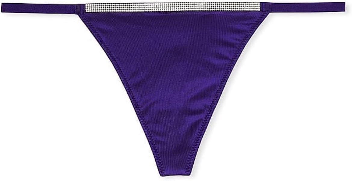 Victoria's Secret Rhinestone Shine V-string Panty Color Night Ocean/Blue New X-Small