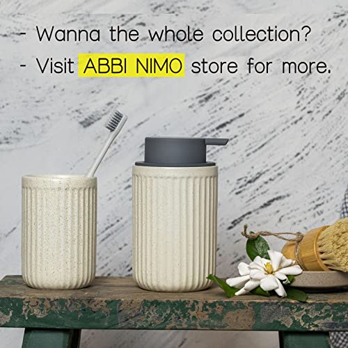 Abbi Nimo Ceramic Hand Soap Pump Foam Dispenser Beige 2 Pack, Speckled Rippled Bubble Up Foam Dispenser Bottle, 12 Oz Soap Foam Dispenser With Grey Pump #TOP2