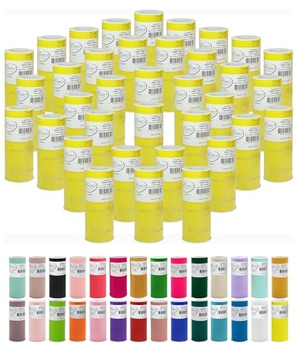 Image of Expo International Value Pack of Decorative Matte, 36 Rolls /Spools of 6 inch Tulle, 6 Inch x 25 Yards (Pack of 36), Yellow