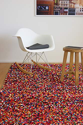 floor factory Moderner Teppich Confetti 120x170cm - bunter, handgewebter Teppich aus 100% recycelter...
