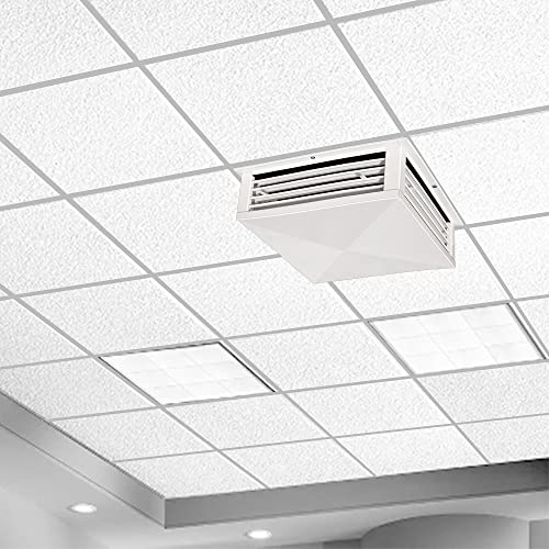 Gsw 20” White Powder Coated 4-Way Adjustable Metal Diffuser For Evaporative/Swamp Cooler, 22” Mounting Edge (20"X20"X6") #TOP6
