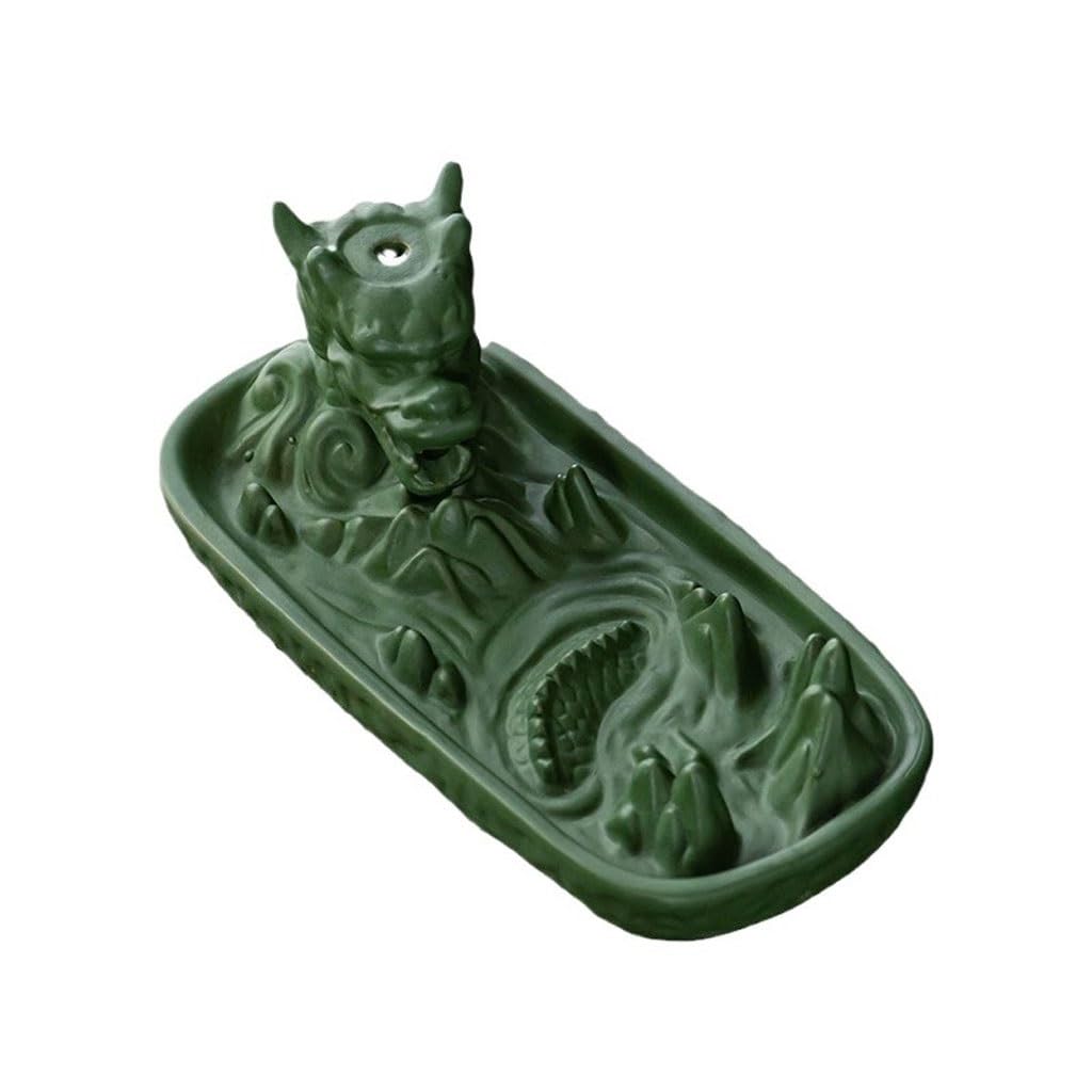 Incense Burner Auspicious Dragon-Spitting Ceramic Incense Burner For Home And Study - Creative Horizontal Box Ornament Waterfall Incense Burne