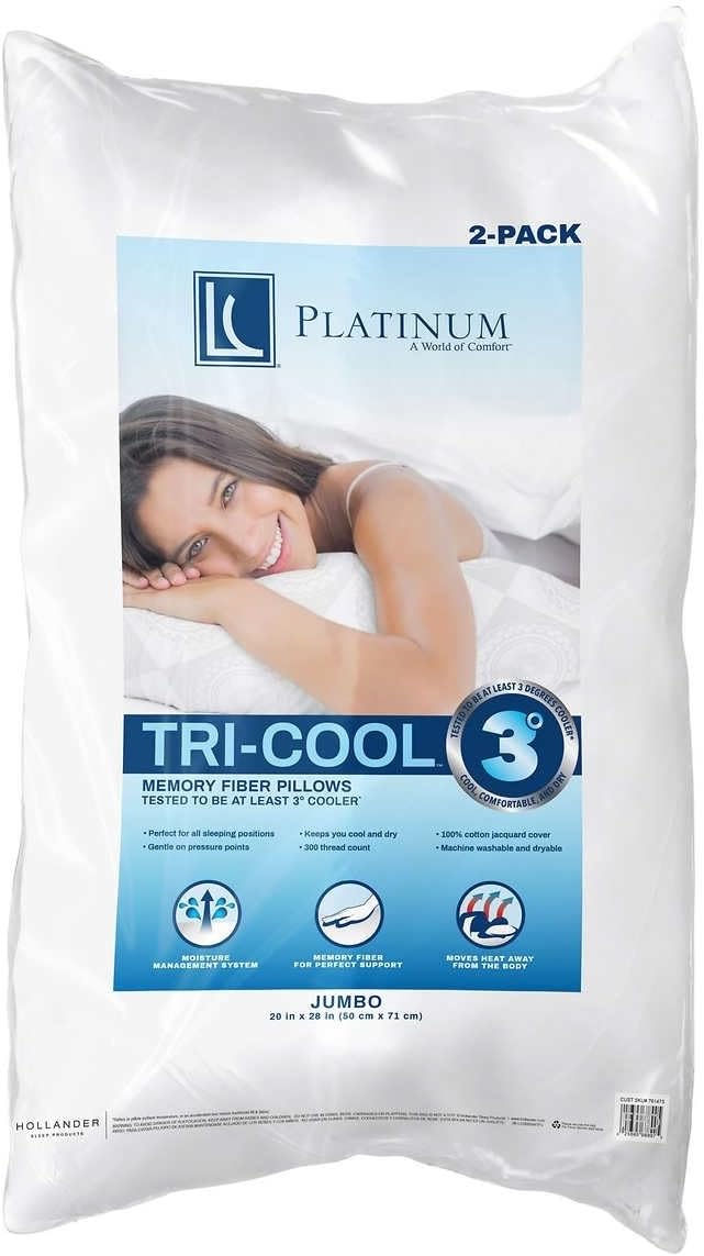 Tri-Cool Cooling Memory Fiber Pillows, JUMBO