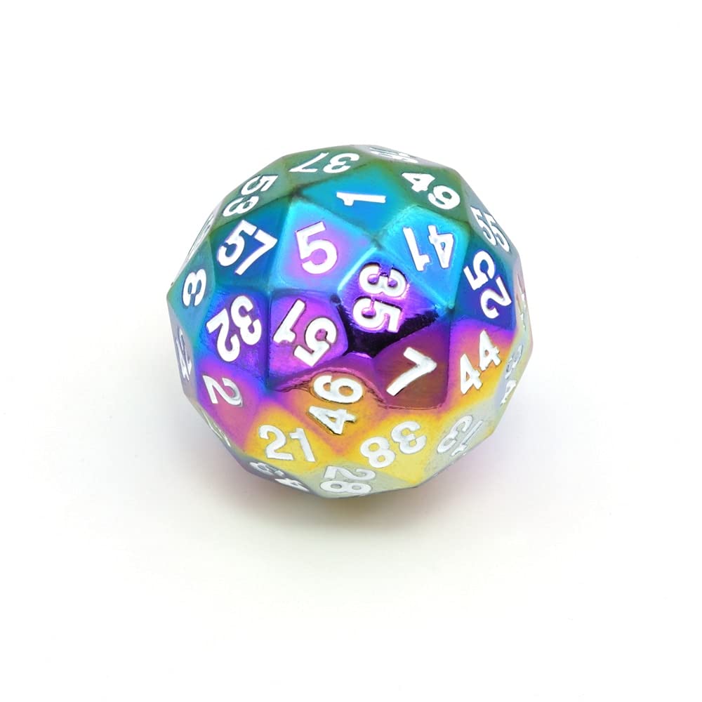 ZX Dados poliédricos de Metal 60 Lados con Bolsa de Terciopelo para Juegos de Mesa d nd MTG Enseñanza matemática Y212 (Color : Black w Red Ink)