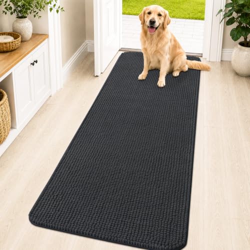 Image of OLANLY Dog Door Mat for Muddy Paws 70x24, Absorbent Chenille Mud Doormat