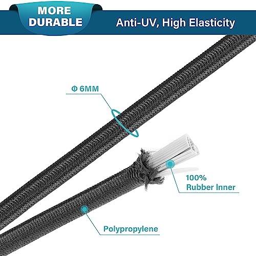 Abma Cord Bungee Cords with Hooks 15cm 20Pcs Small Bungee Ropes with Hooks Elastic Bungee Loops for Tarpaulin Tent, Camping - Image 3