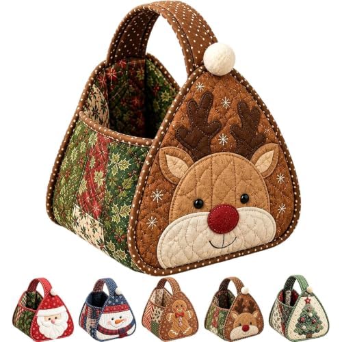Christmas Character Quilted Carry Basket DIY Fabric Sewing Kit，#C