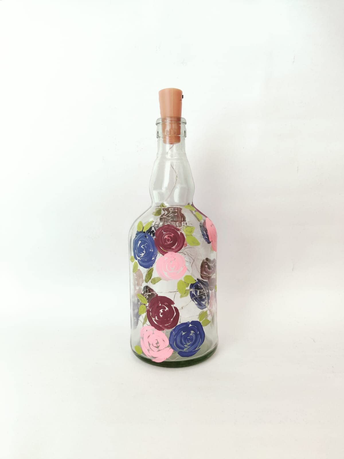 Crafty LooKs Handmade decorative bottle for home decoration with lightening Cork, Transparent