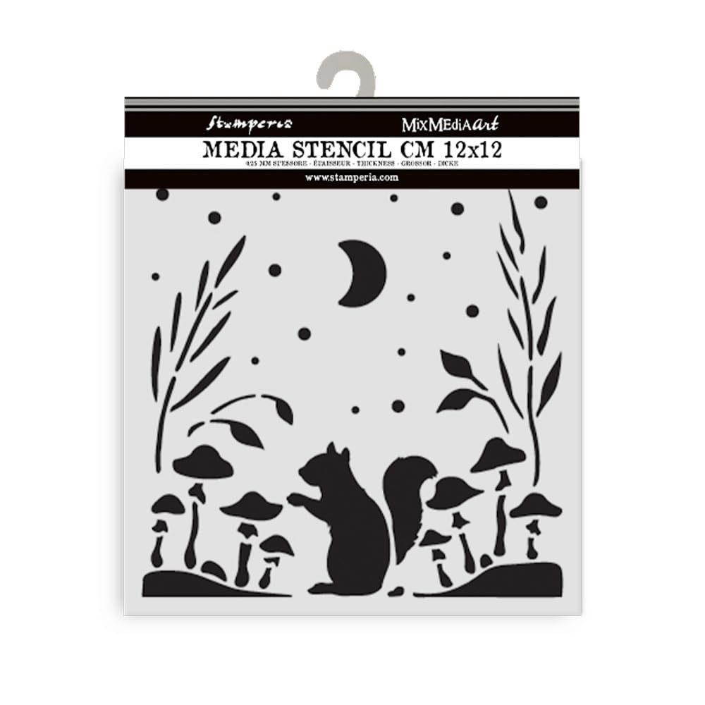 Stamperia - Thick Stencil for Scrapbooks, Albums, Cards, Bullet Journals, and More, Flexible Material, Easy to Clean, Perfect for Crafts and Gifting (Herbarium Silvae, Squirrel)