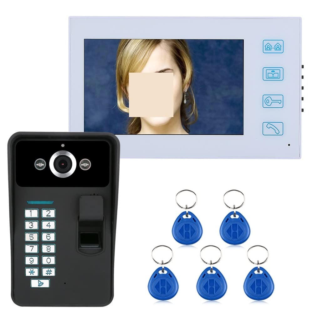 Videoportero WiFi, Videoportero con Cable de 7 Pulgadas, videoportero Visual, intercomunicador bidireccional con Huella Dactilar y cámara IR Impermeable for Exteriores,Domotica