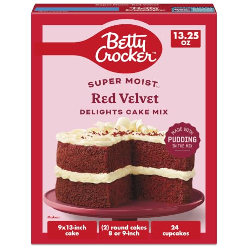 Betty Crocker Delights Super Moist Red Velvet Cake Mix, 13.25 oz, 12 Pack