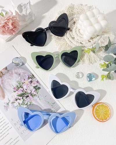 12 Pack Heart Shaped Sunglasses for Women Bachelorette Party Favors Retro Cateye Bridemaid Glasses Bride Shower Gift4