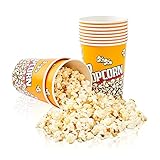 RAYMEA Popcorn Buckets Disposable 32oz Retro Style Paper Leak Proof Popcorn Containers Popcorn Bowls for Family Movie Night & Party - 10 Pac