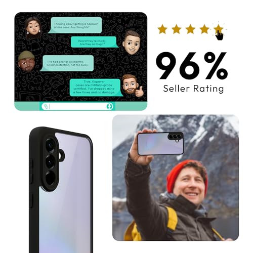 Image of KAPAVER Hybrid Series Back Cover Case Compatible with Samsung Galaxy A36 (PC+TPU) (Black)
