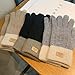 Winter Mittens Gloves for Women Warm Fleece Knit Lined Thick Color Block Fashion Gloves for Cold Weather (Grey, One Size)