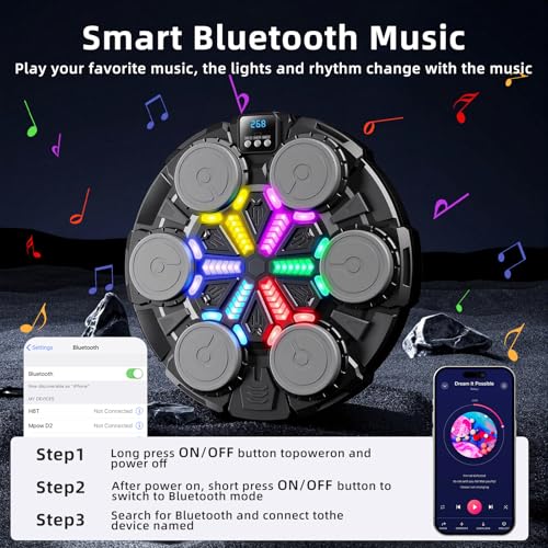 Image of Upgraded Music Boxing Machine for Kids and Adults, Bluetooth Wall Mounted Punching Pad with Gloves,Rhythm Lights&Two-Player Battle Home Gym Equipment,Sports Toy Gift for Ages 3-12 Year Old