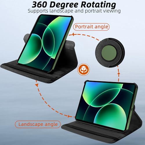 Image of TGK 360 Degree Rotating Flip Cover Case for Xiaomi Mi Pad 8 /8 Pro /Mi Pad 7 /7 Pro 11.2 inch Tablet (Black)