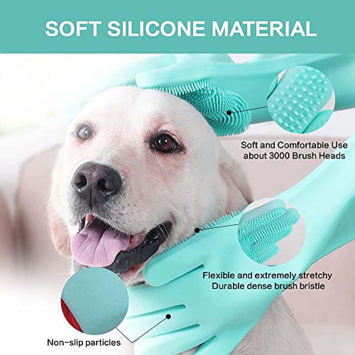 VSV stoage Pet Grooming Gloves for Bathing & Hair Removal, Dogs & Cats Bath Shampoo Brush, Durable Silicone Scrubber Massage Glove for Horse Shower, Soft Spiky Scrubber Waterproof 2 Pack (Green) - Image 3