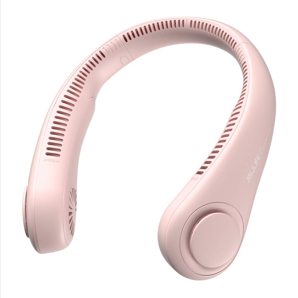 JISULIFE Portable Neck Fan Hands-Free Bladeless 5 Speeds 4000 mAh Battery Operated Wearable Personal Fan Twistable Rechargeable Gift