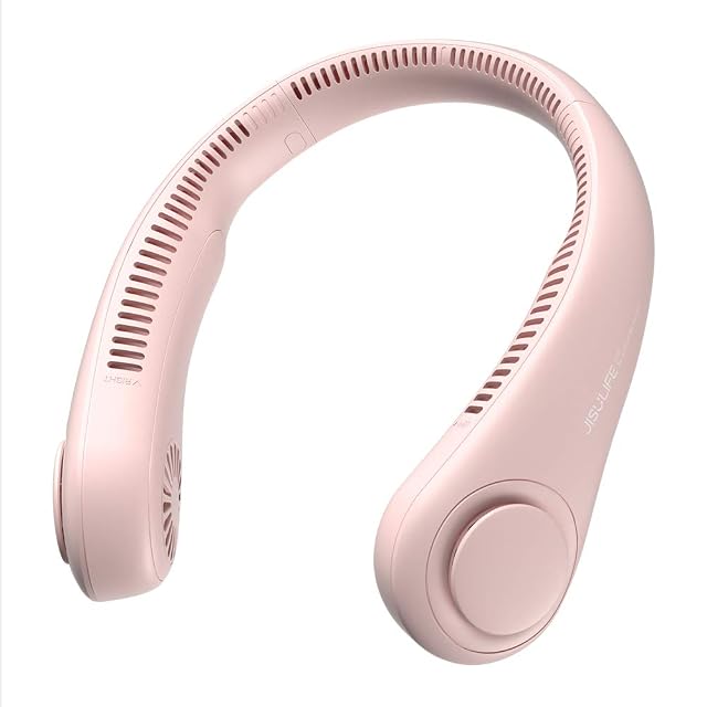 JISULIFE Portable Neck Fan Hands-Free Bladeless 5 Speeds 4000 mAh Battery Operated Wearable Personal Fan Twistable Rechargeable Gift