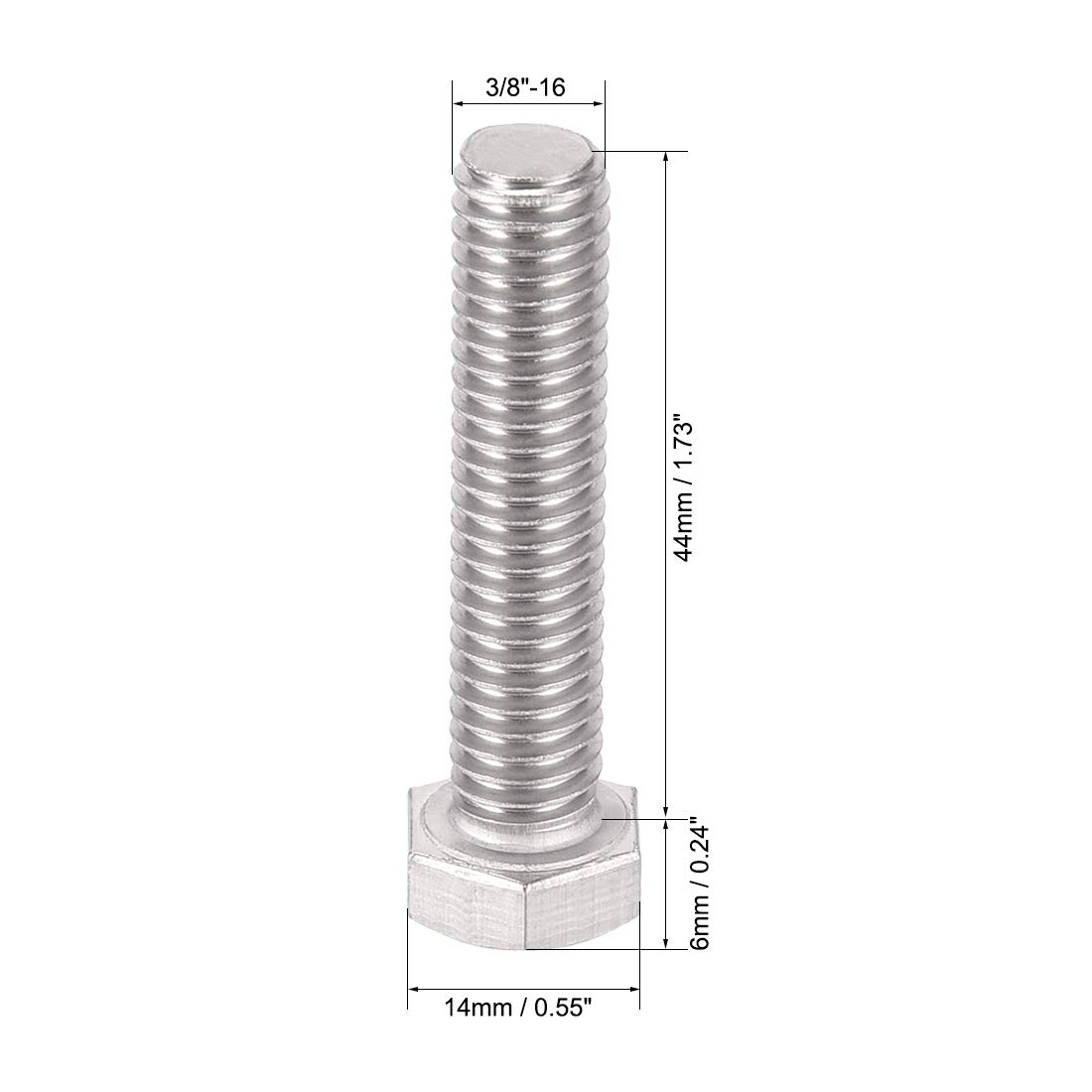 Bulloni Esagonali 3/8-16 X 1-3/4" – 5 Pezzi In Acciaio Inox 304 Per Riparazioni Fai-da-te