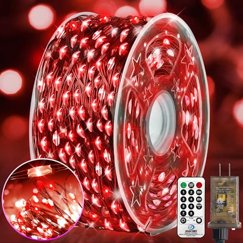 KNONEW 203FT Outdoor Christmas Fairy Lights Plug in,600 LED String
