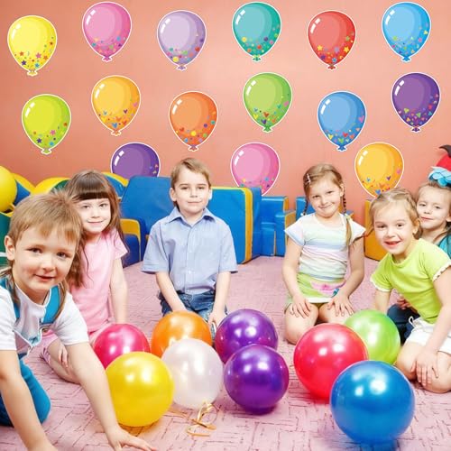 Image of 48Pcs Balloons Paper Cutouts for Bulletin Board Decorations, Colorful Balloons Cut Outs for Birthday Baby Shower Party Decor