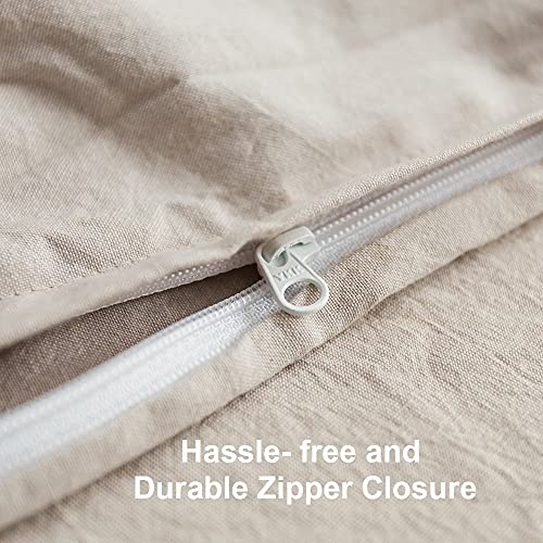 Eavd Modern Style Beige Duvet Cover Full/Queen Soft Washed Cotton Neutral Textured Bedding Set Boho Beige Bedding Set Simple Solid Color Beige Comforter Cover With Zipper Closure #TOP6