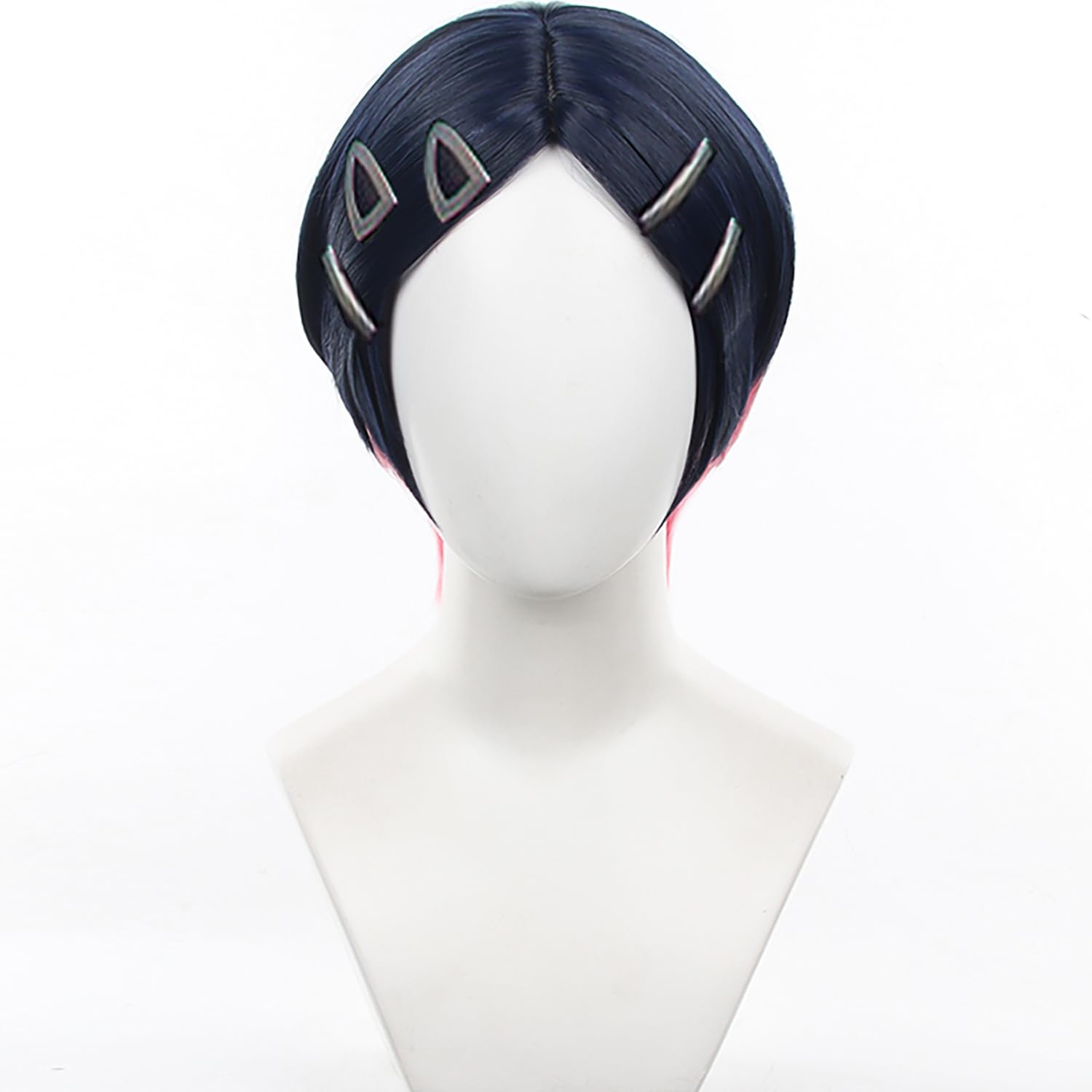 Dark Purple Mixed Pink Wig with Short Straight Heat Resistant Synthetic Costume Hair for Women Men Halloween Cos Anime Party Replacment Wigs - Image 2