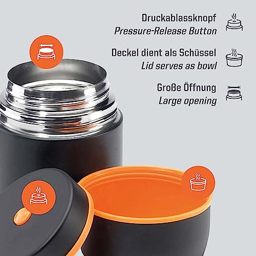 Foto von Esbit Thermobehälter Classic für Speisen - Warmhaltebehälter 1000 ml in Schwarz - aus Edelstahl für warme und kalte Lebensmittel