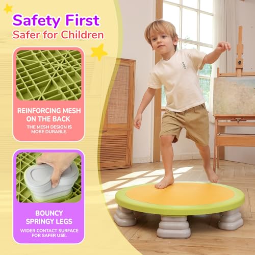 Bounce Board, Mini Trampoline for Kids, Toddlers Trampoline Indoor, Sensory Toys, Autism Sensory Products, Baby Jump Toy Recreational (Yellow, Install Style) by BABAMU - Image 3