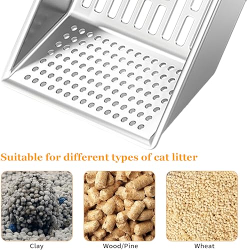 miaomiao Katzenklo Schaufel, Katzenstreuschaufel aus Metall, Katzenstreu Schaufel mit Handlichem Griff, Lochabstand 7mm, Katzenschaufel Für Katzenklo, Litter Box Scoop, Cat Litter Scoop
