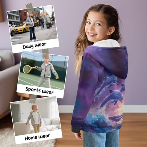 Boys Girls Full Zip Hoodies Long Sleeve Pullover Sweatshirt Kids Lined Comfy Warm Fall Winter Jackets with Pockets4