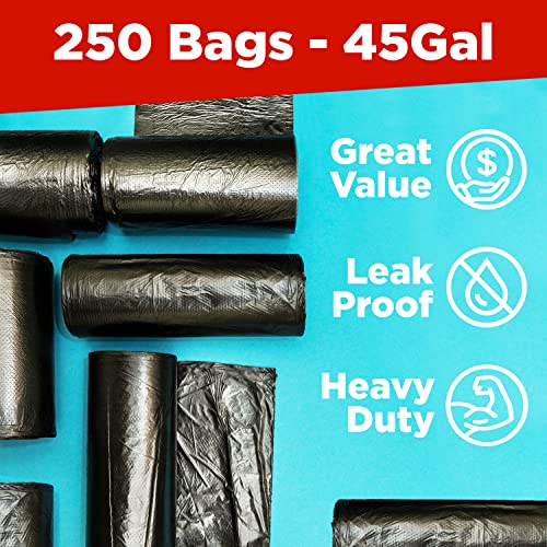 Toughbag 40-45 Gallon Trash Bags, 40 X 48" Black Garbage Bags (250 Count) – Outdoor Industrial Garbage Can Liner For Commercial, Janitorial, Lawn, Leaf, And Contractors - Made In Usa #TOP2