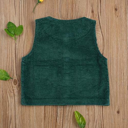 Toddler Baby Girl Boy Corduroy Vest Coat Pocket Button Jacket Waistcoat Tops Fall Winter Clothes (Green, 12-24 Months) #TOP6