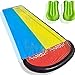 Toboggan Gonflable, Tapis De Glisse Toboggans Aquatique, Toboggan Aquatique pour Enfants Pelouse Jardin Jouer Piscine Jeux en Plein Air Partie Eau Jouets, avec 2 Crash Pad