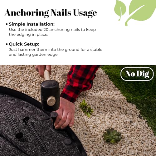 GARDENIX Lawn Edging 4cm high - 33ft long Grey Flexible Garden Edging Border with Easy Dig Installation & Reinforced Plastic Pegs, Ideal for Flowerbeds, Lawn, Grass, Pavement - Easy to Cut - 4