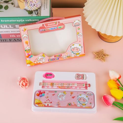 Image of Birthday Popper 5-in-1 Cartoon Themed Stationery Set for Kids - Set of 6 as Birthday Return Gifts, Study, Writing & Drawing - Type 1