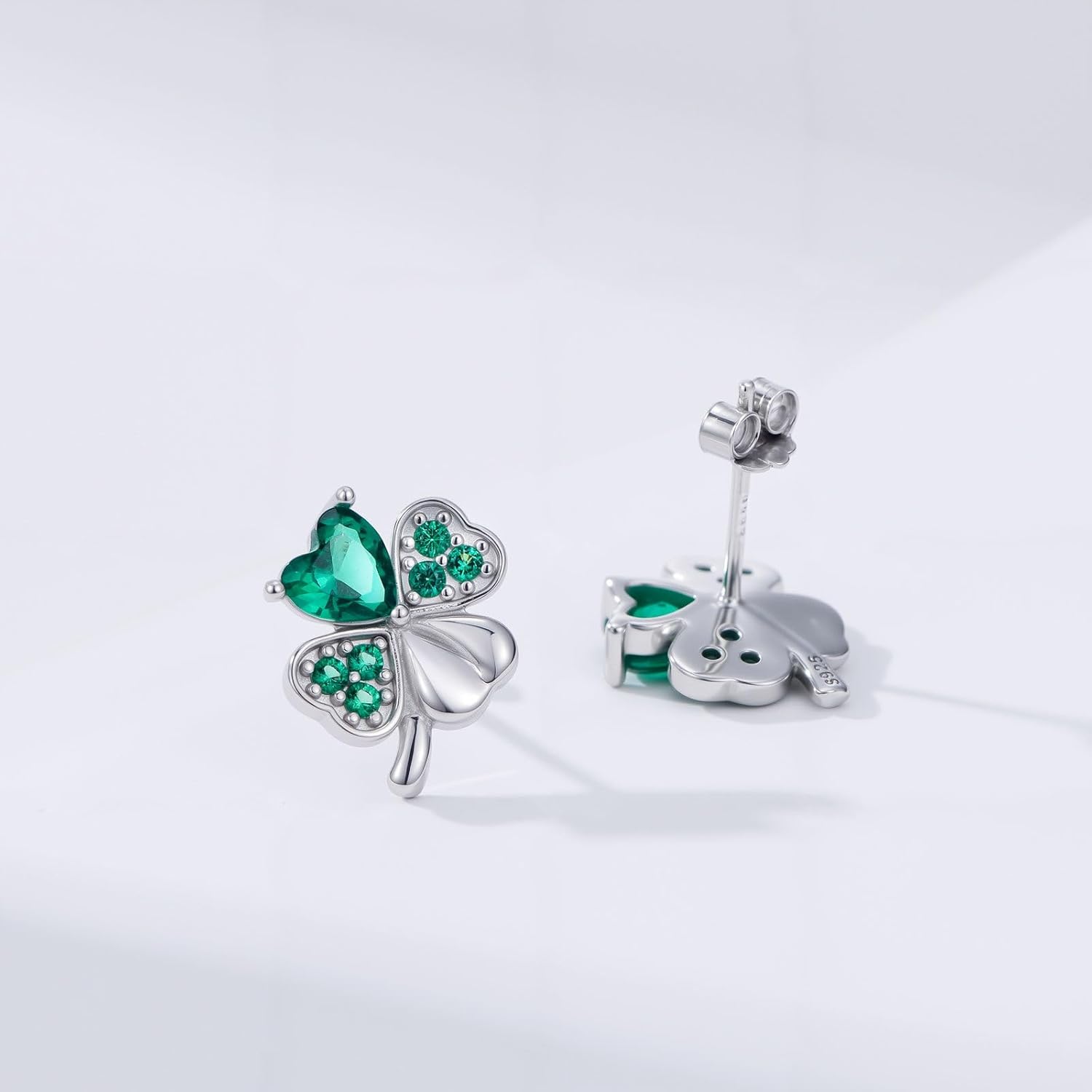 Dorunmo St Patricks Day Clover Earrings 925 Sterling Silver Celtic Knot Four Leaf Clover Stud Earrings Irish Shamrock Earrings St Patrick's Day Jewelry Gifts for Women - Image 3