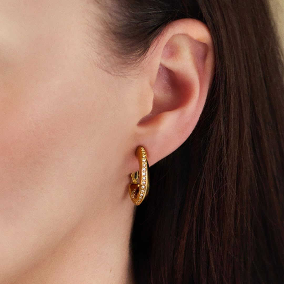 Traveller Ohrclip Creolen - Damen - Goldfarben - 20 x 4 mm - Kristalle - 22kt vergoldet - 157730