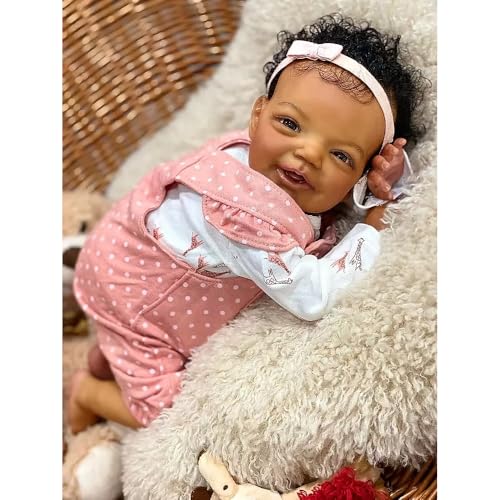 Anano Muñeca Reborn Bebé Negra 20 Pulgadas Silicona miniatura 3